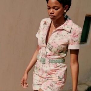 Sezane Luther Floral Short Sleeve denim Romper